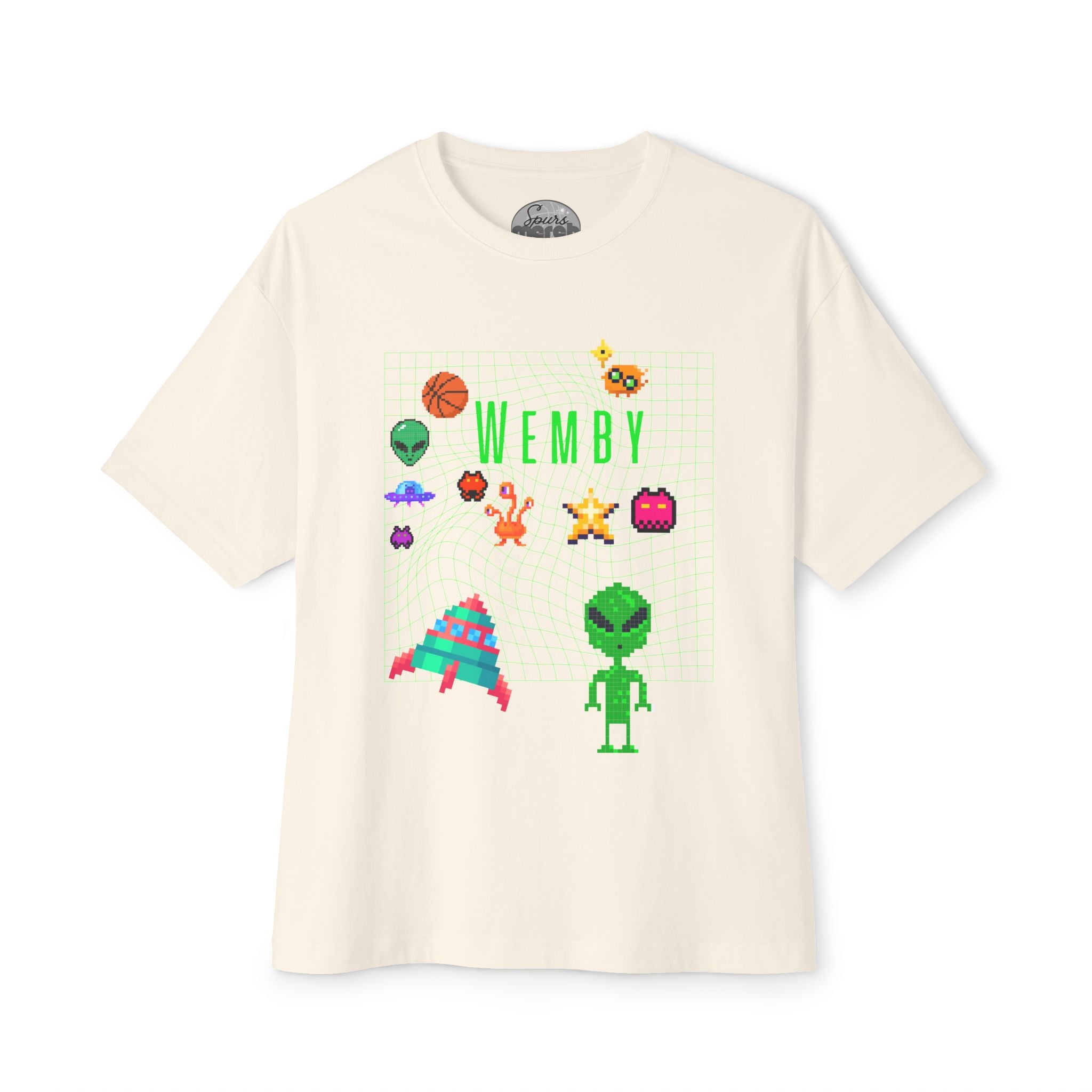 Wemby Alien Sticker Unisex Oversized Boxy Tee