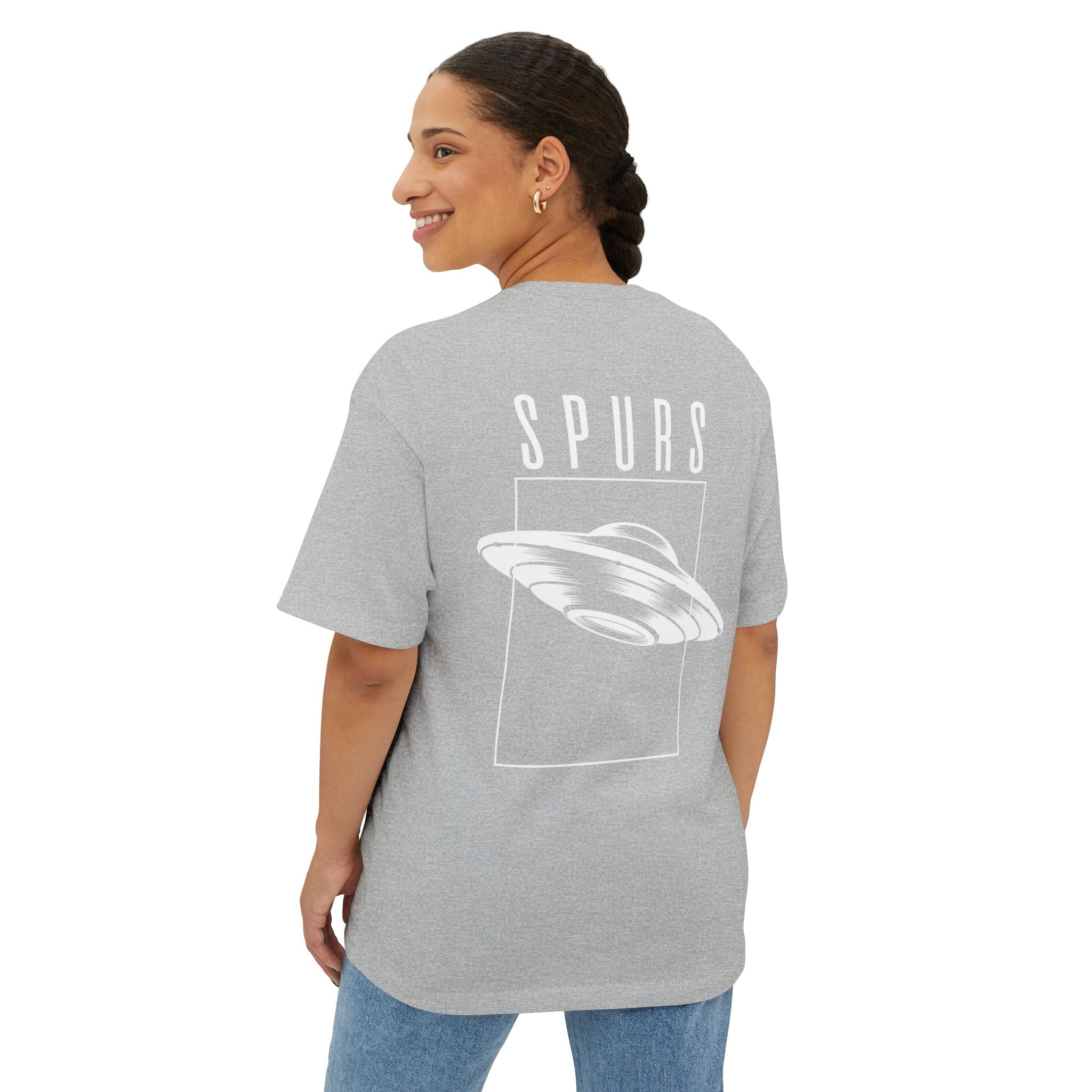 UFO Spurs Graphic Tee — Oversized Boxy Alien Sign T-Shirt
