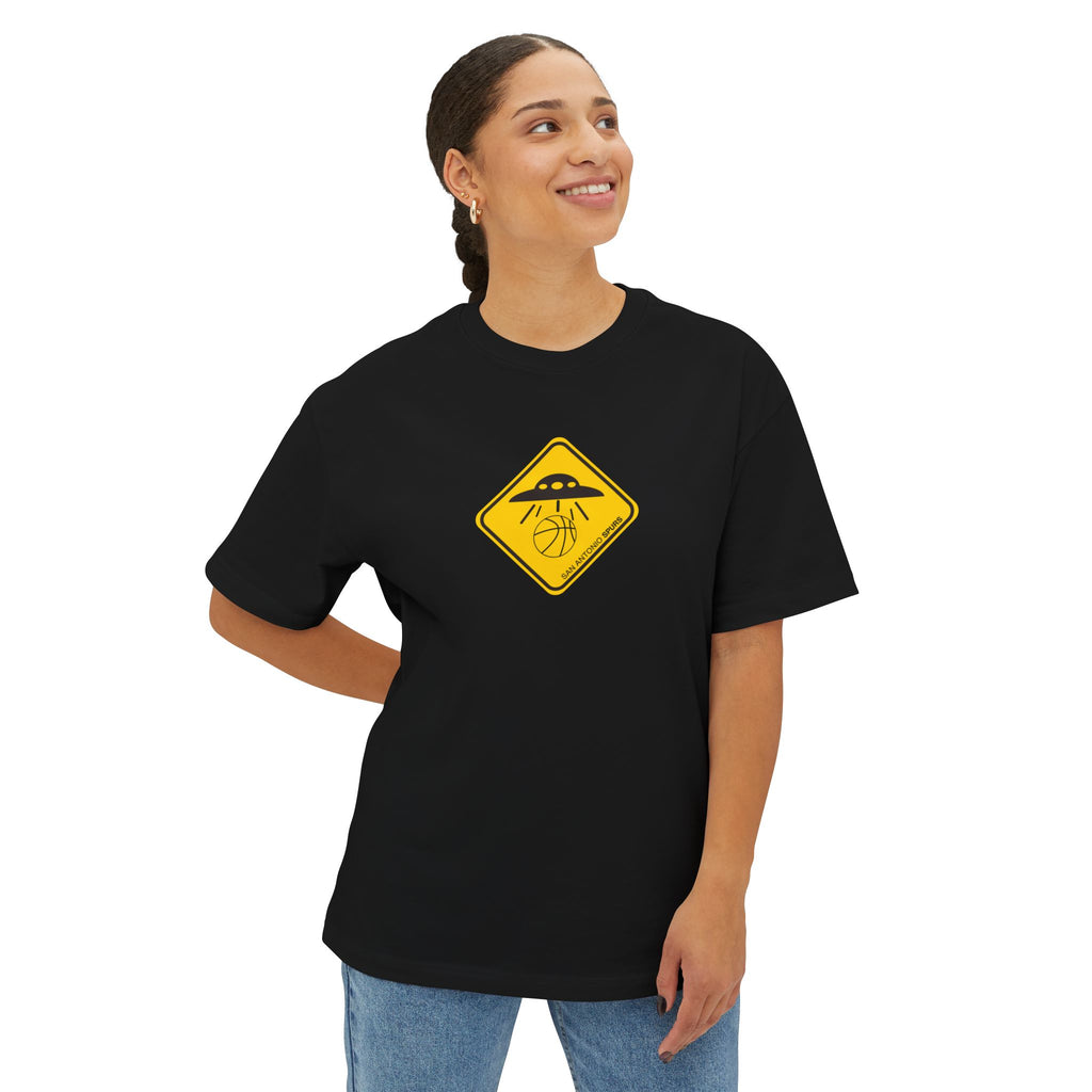 UFO Spurs Graphic Tee — Oversized Boxy Alien Sign T-Shirt