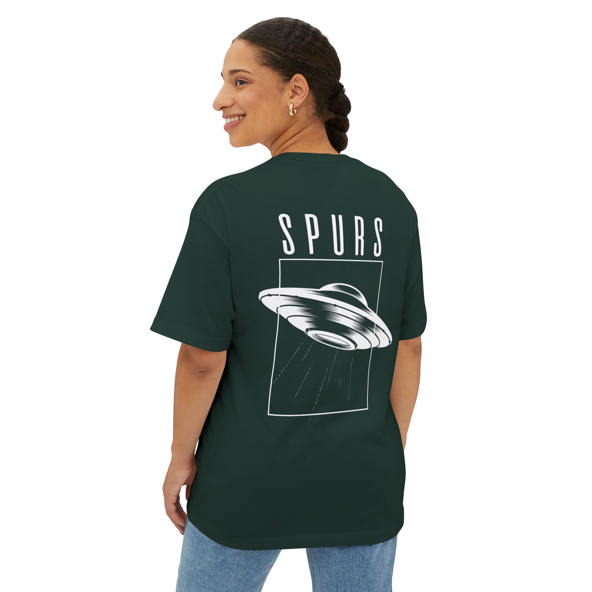 UFO Spurs Graphic Tee — Oversized Boxy Alien Sign T-Shirt