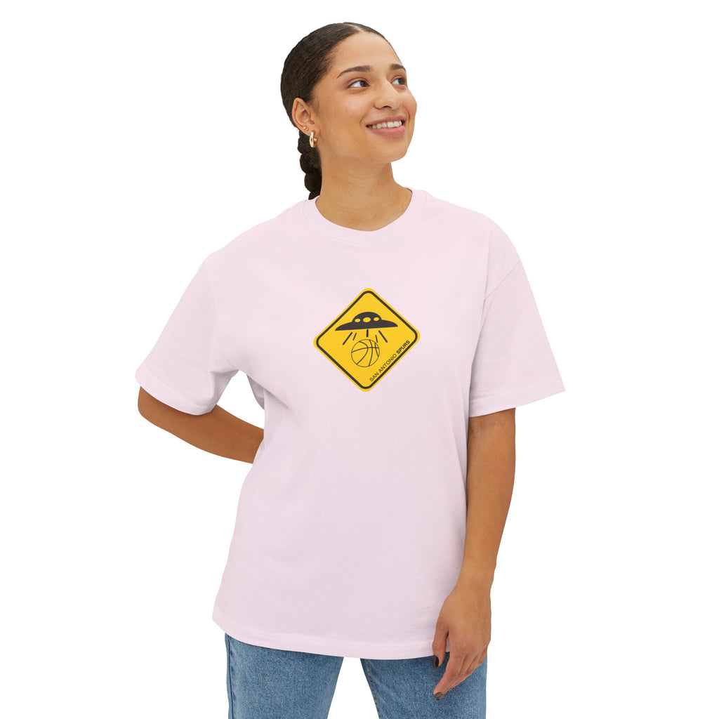 UFO Spurs Graphic Tee — Oversized Boxy Alien Sign T-Shirt
