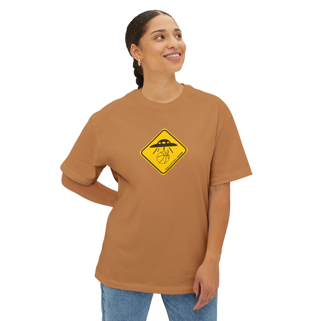 UFO Spurs Graphic Tee — Oversized Boxy Alien Sign T-Shirt