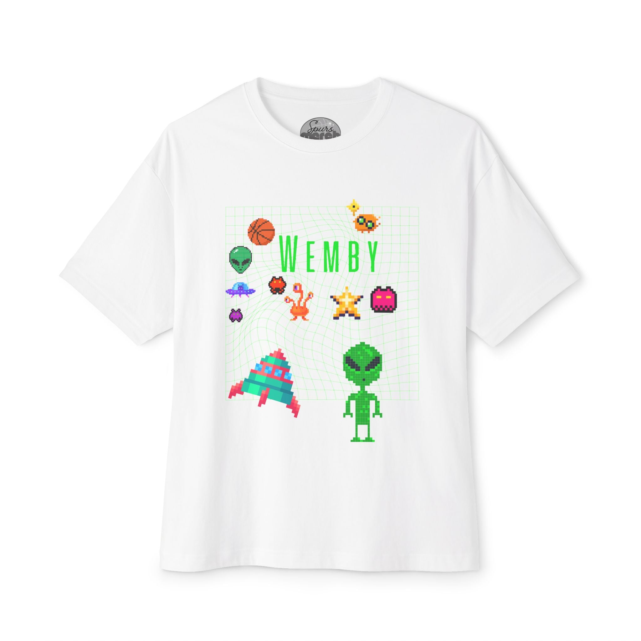 Wemby Alien Sticker Unisex Oversized Boxy Tee
