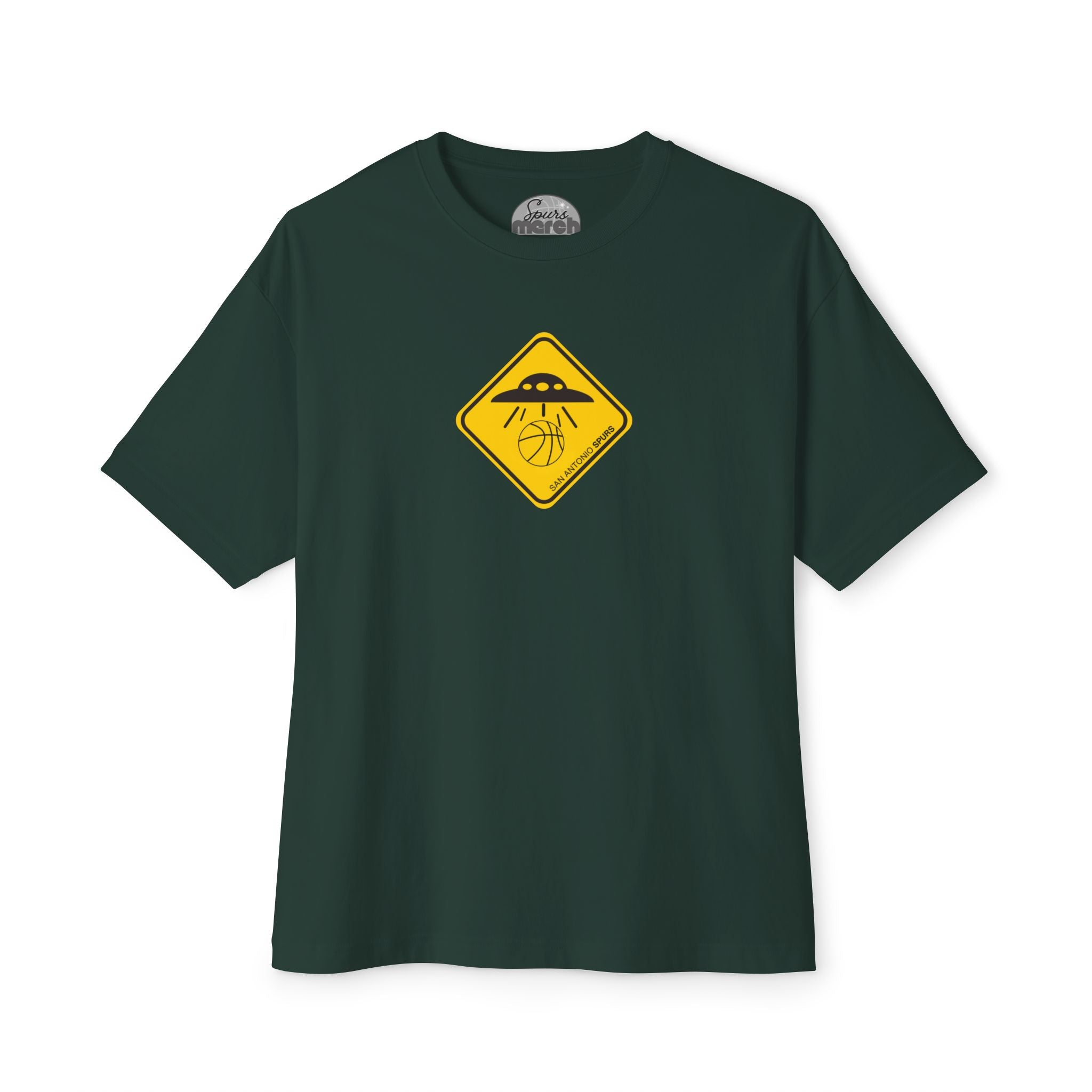 UFO Spurs Graphic Tee — Oversized Boxy Alien Sign T-Shirt
