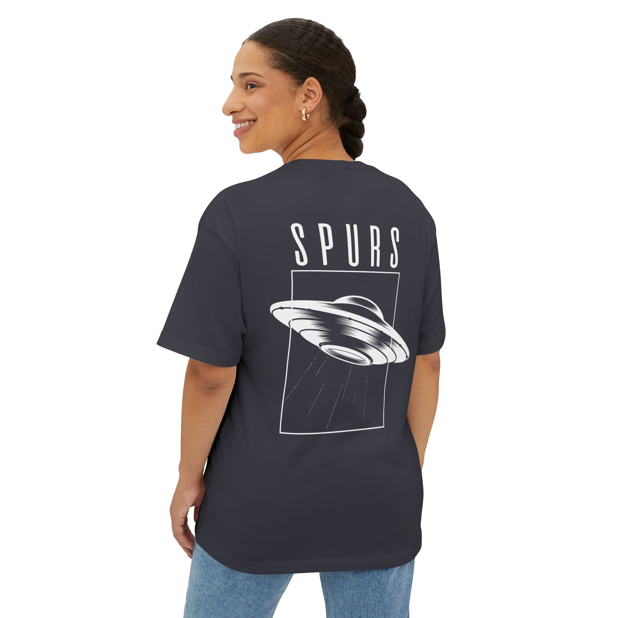 UFO Spurs Graphic Tee — Oversized Boxy Alien Sign T-Shirt