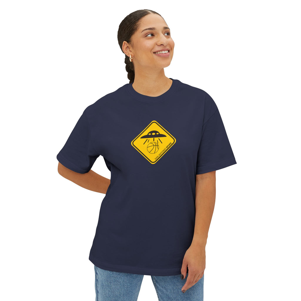 UFO Spurs Graphic Tee — Oversized Boxy Alien Sign T-Shirt