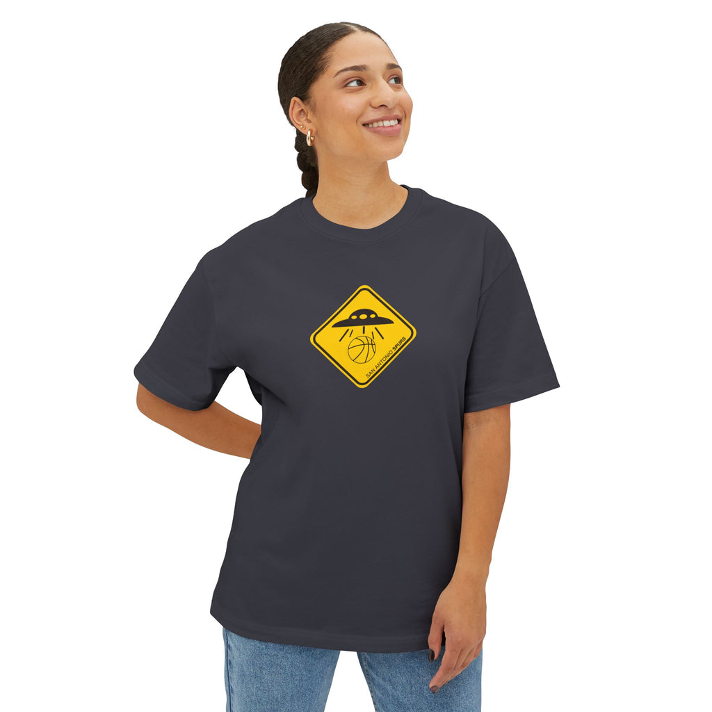 UFO Spurs Graphic Tee — Oversized Boxy Alien Sign T-Shirt
