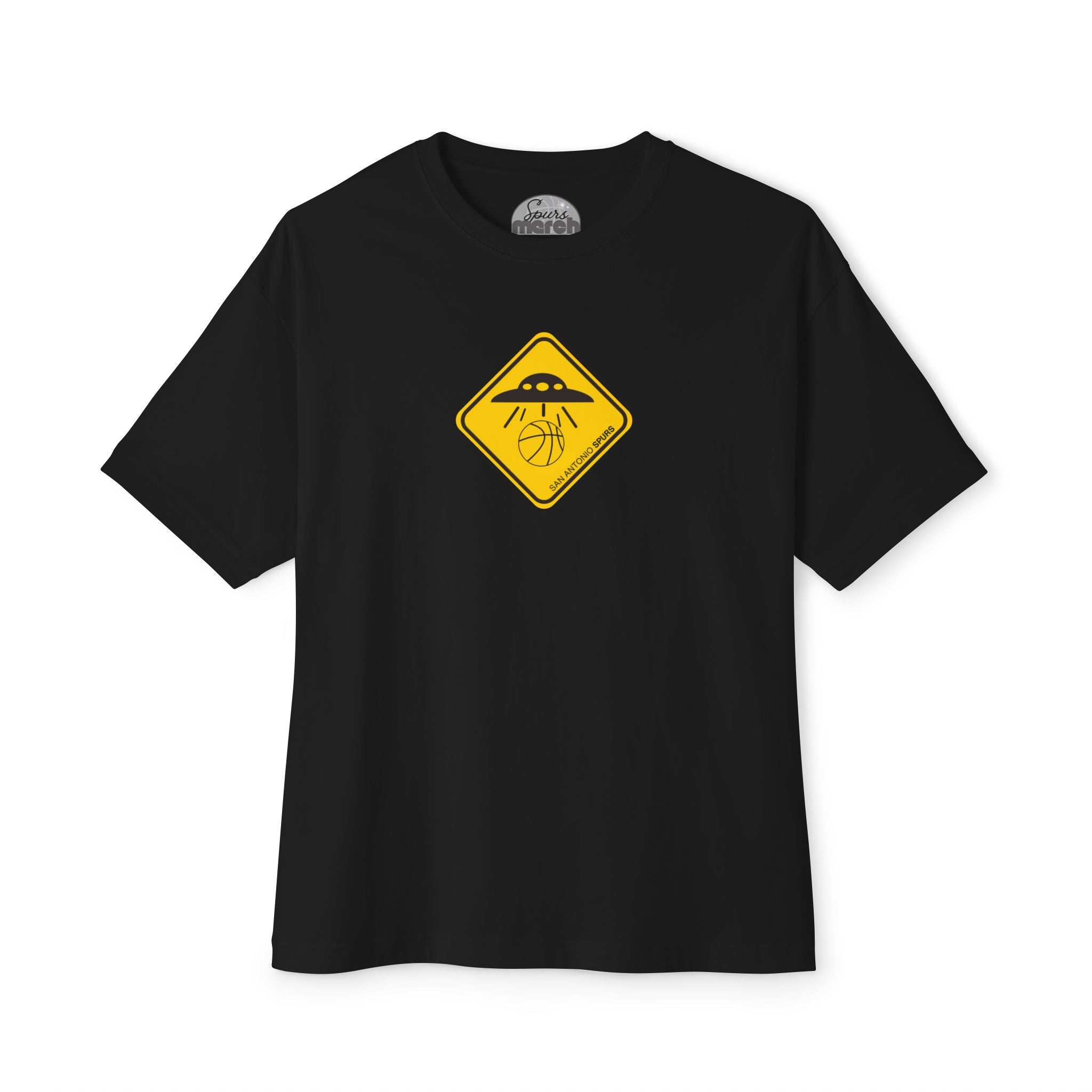 UFO Spurs Graphic Tee — Oversized Boxy Alien Sign T-Shirt